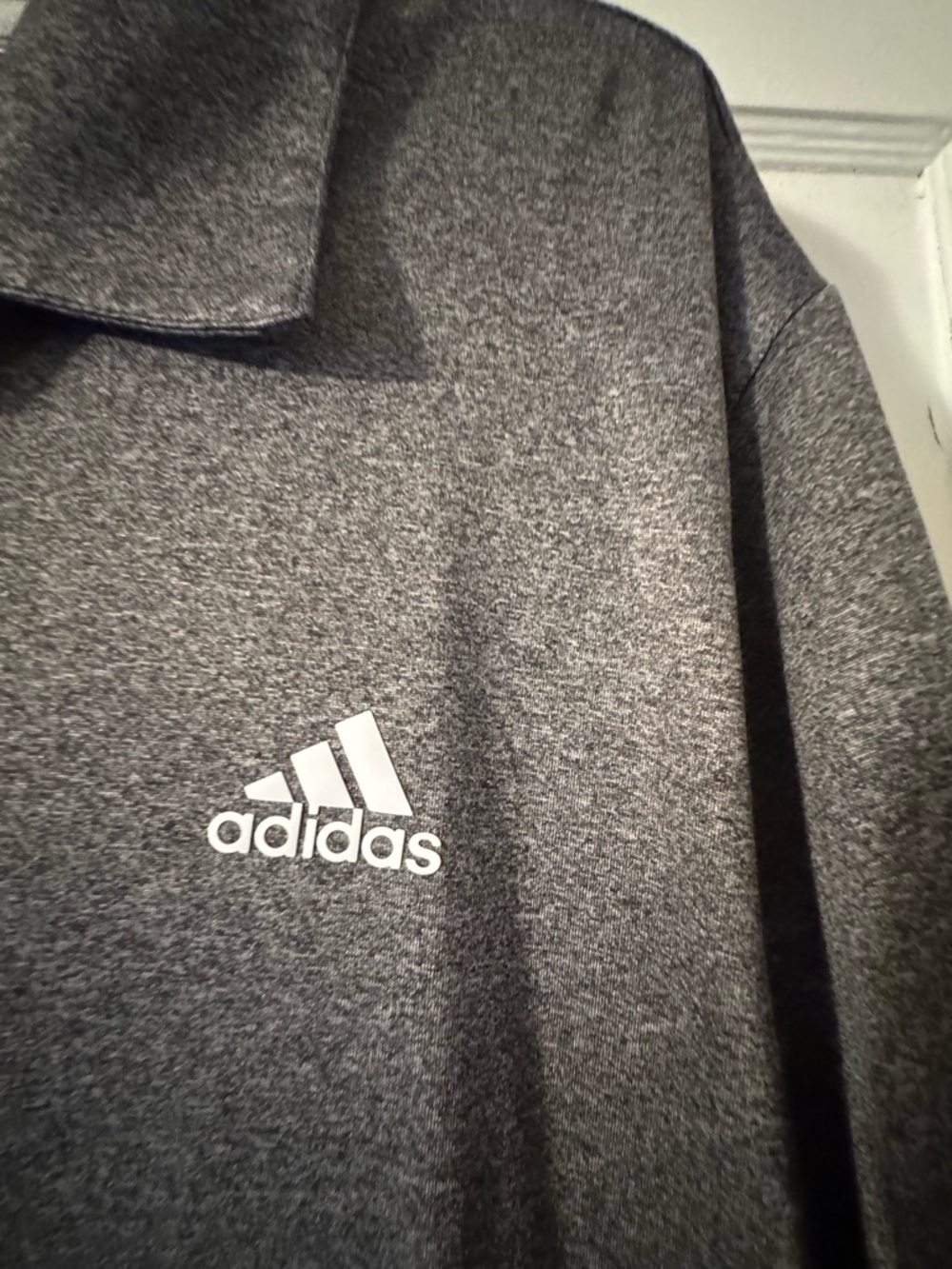 adidas Men’s Gray Heather Polo Shirt with Logo - Picture 2 of 3